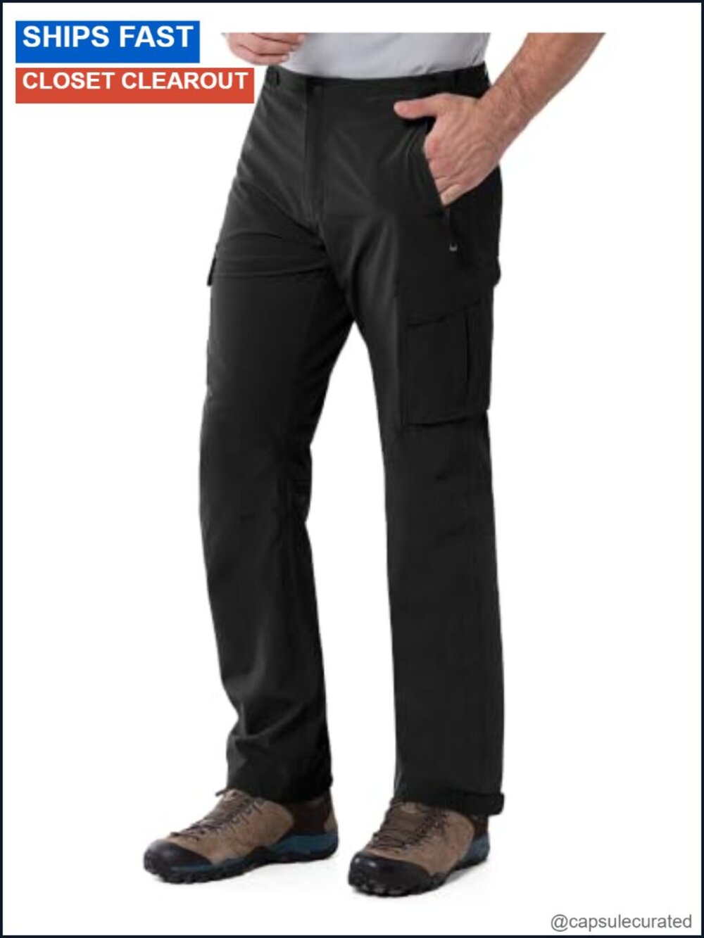 Men's Waterproof Hiking Rain Pants Lightweight Breathable with Pockets